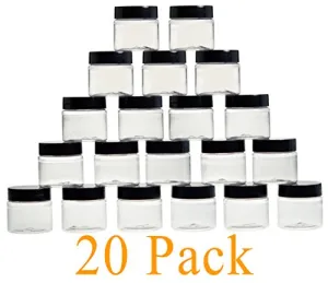 1oz Cosmetic Jars with Lids 30G / 30ml - Bulk, 1 Ounce Clear Round Jars with Screw Cap for Pills, Powders, Ointments, Makeup, etc BPA Free (Various Quantities) (20)