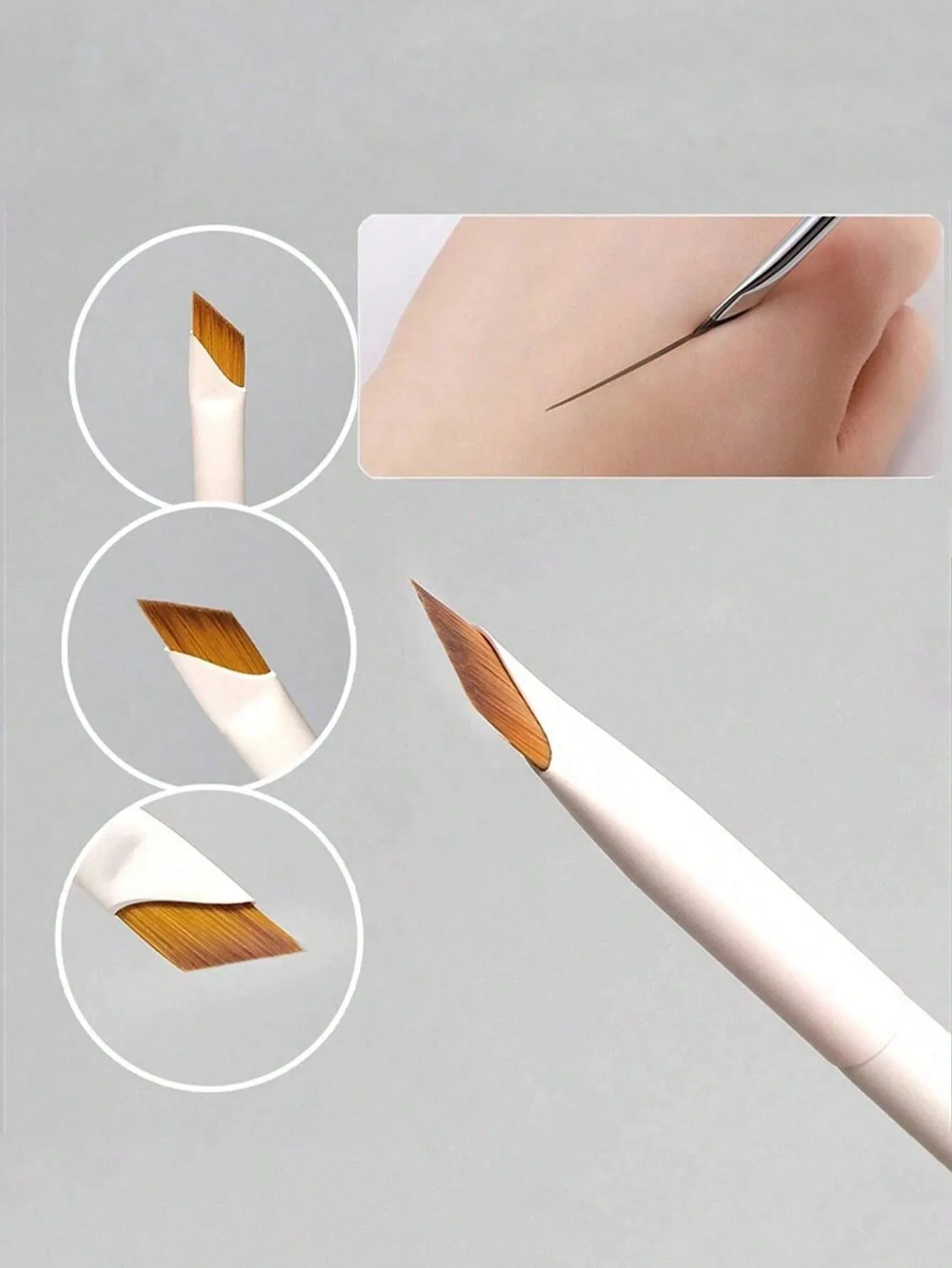 1pc Eyeliner Brush With Ultra-Fine Angled Tip And Flat Brow Brush, Precision Detail Brush For Eye And Undereye Makeup