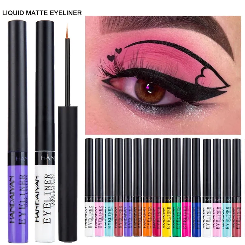 Flytonn-Colorful Liquid Eyeliner Pencil Ultra Thin Soft Matte Eyeliners Waterproof Long-Lasting Quick-Dry No Blooming Eye Makeup Party