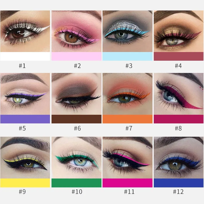 Flytonn-Colorful Liquid Eyeliner Pencil Ultra Thin Soft Matte Eyeliners Waterproof Long-Lasting Quick-Dry No Blooming Eye Makeup Party