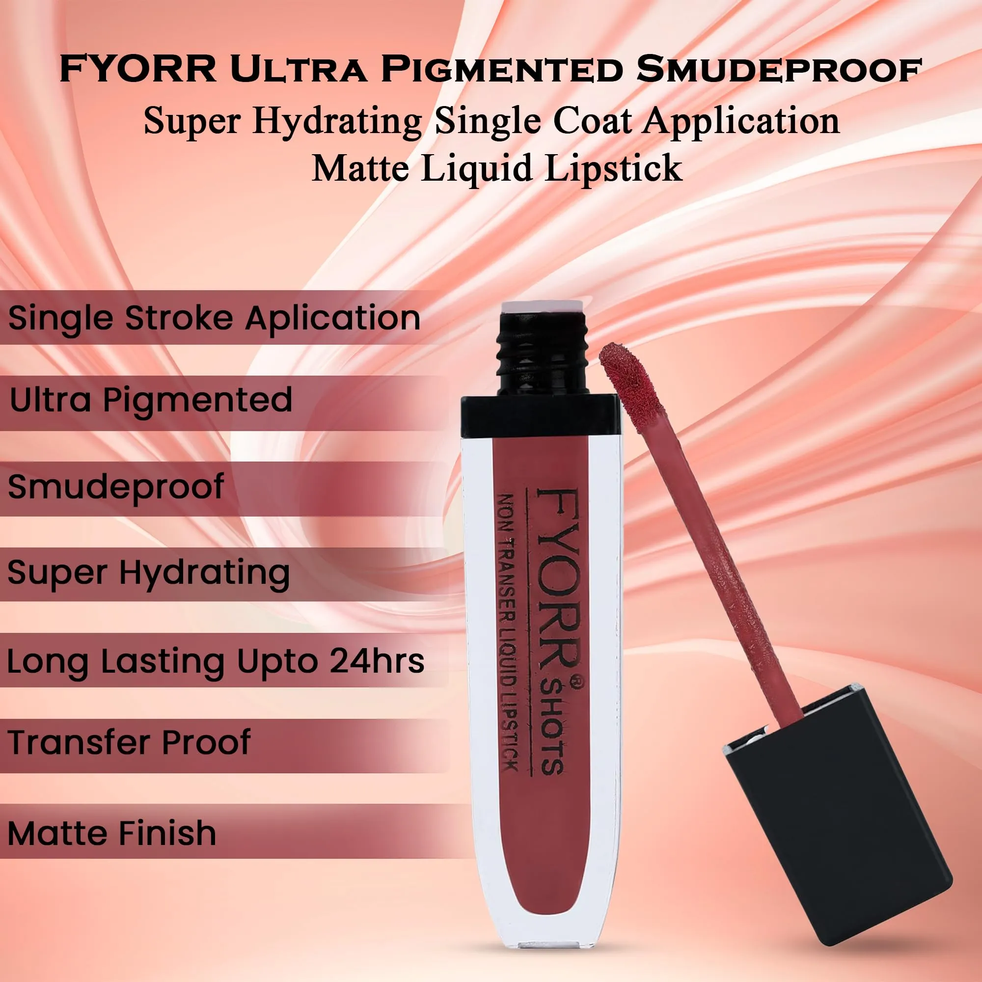 FYORR Non Transfer Liquid Lipstick Waterproof Ultra Pigmented Matte Non-Sticky Smooth Finish Lip Color, 6ml (Paraben Cruelty Free) (Sandle_Brown)