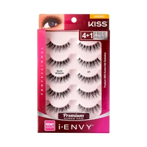 I-Envy 5 Pairs Demi Wispies False Lashes - Fluffy & Lightweight 100% Human Hair, Volume & Curl