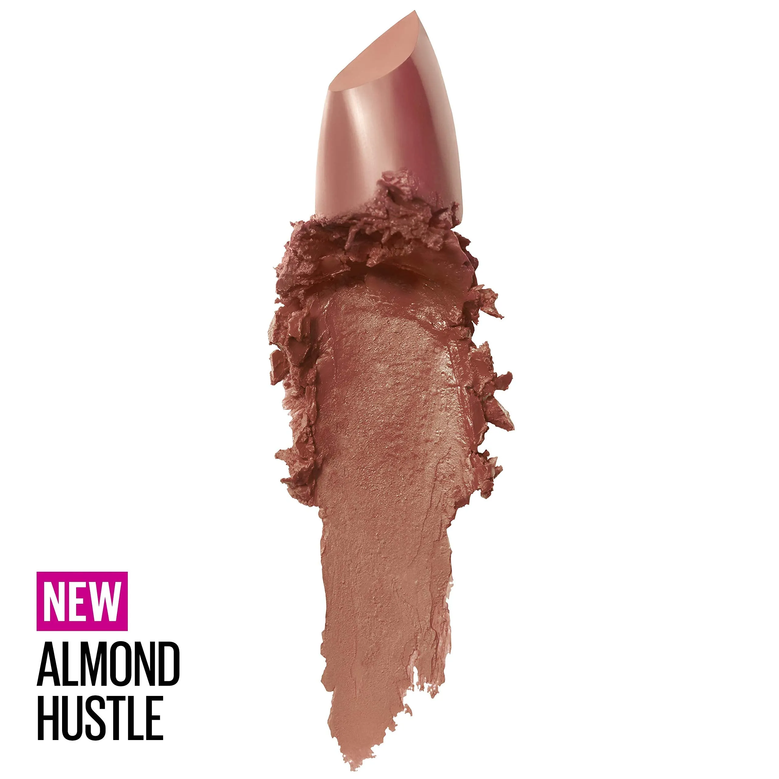 Maybelline Color Sensational Lipstick, Lip Makeup, Cream Finish, Hydrating Lipstick, Nude, Pink, Red, Plum Lip Color, Almond Hustle, 0.15 Oz. (Packaging May Vary)