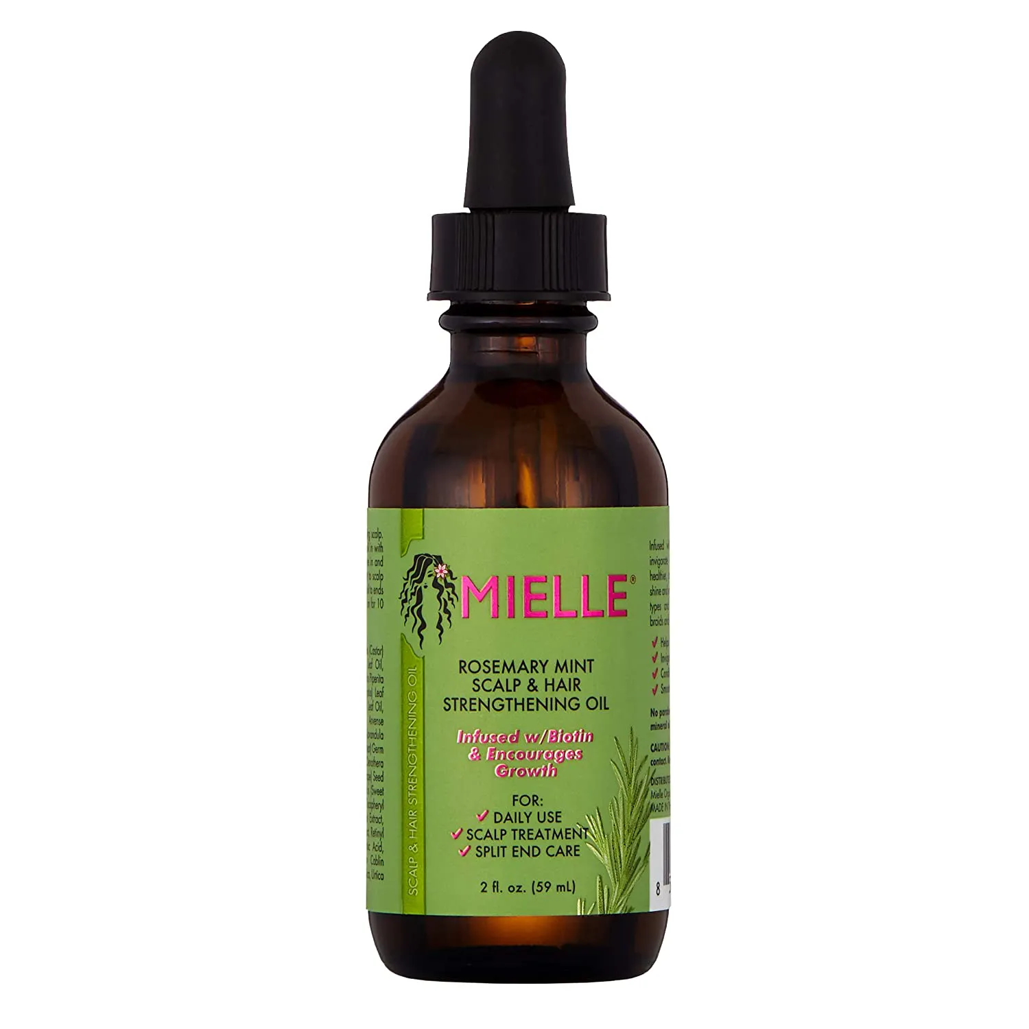 Mielle Organics Rosemary Mint Scalp & Hair Strengthening Oil, Infused W/Biotin, 2 Ounces