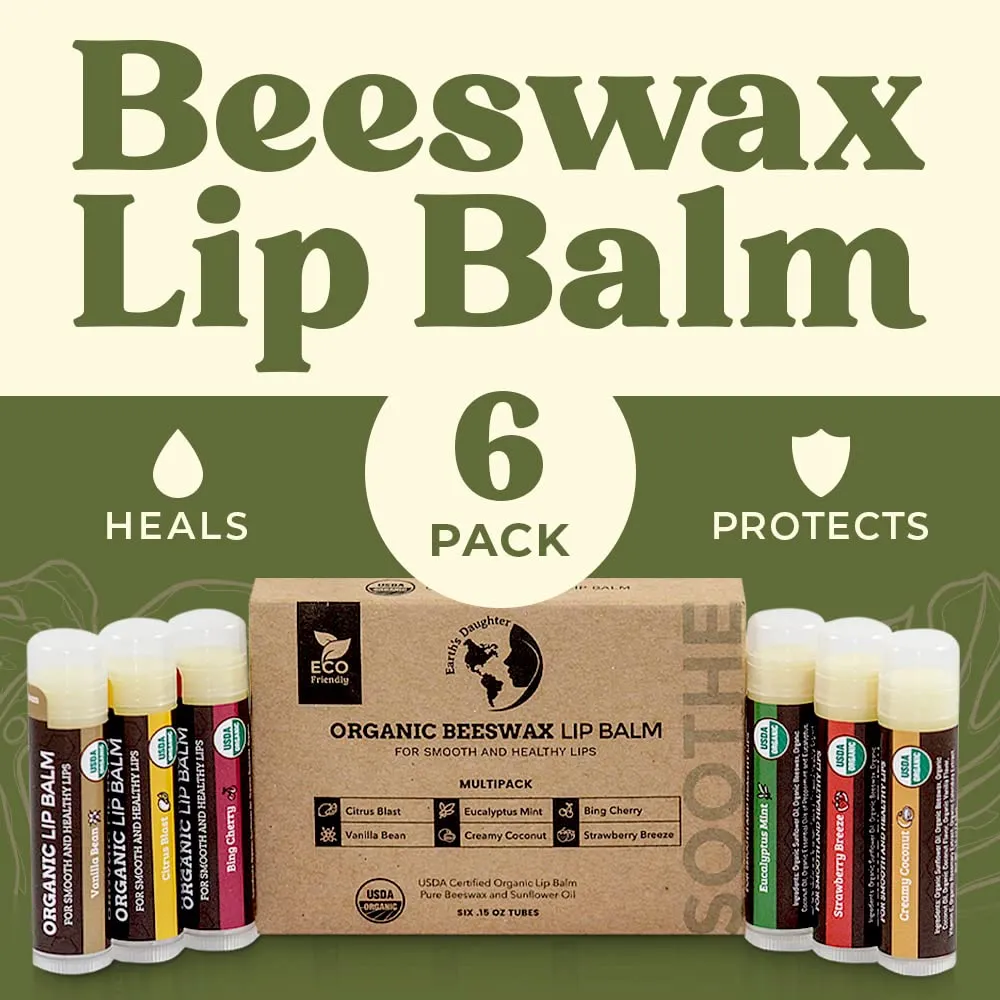 Organic Lip Balm - Best Lip Repair Chapstick for Dry Cracked Lips - Moisturizing Lip Care For Kids And Adults