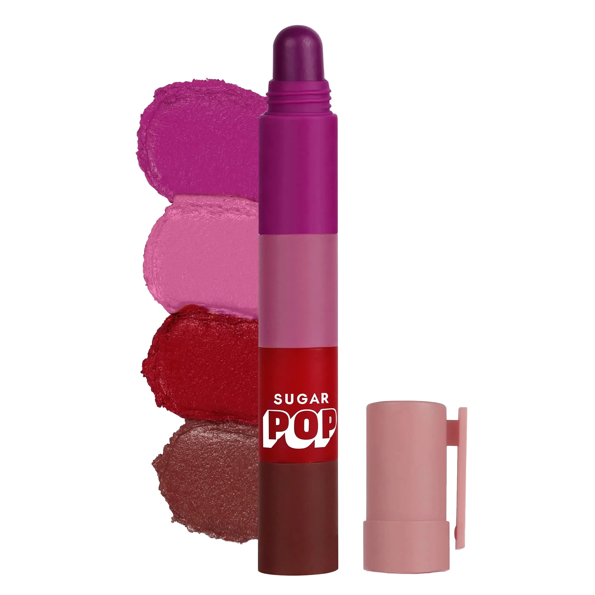 SUGAR POP 4 in 1 Lip Twist - 01 Classic | Multi-use Stackable Lipsticks for Women | Satin Matte Hydrating Formula | 6.4g