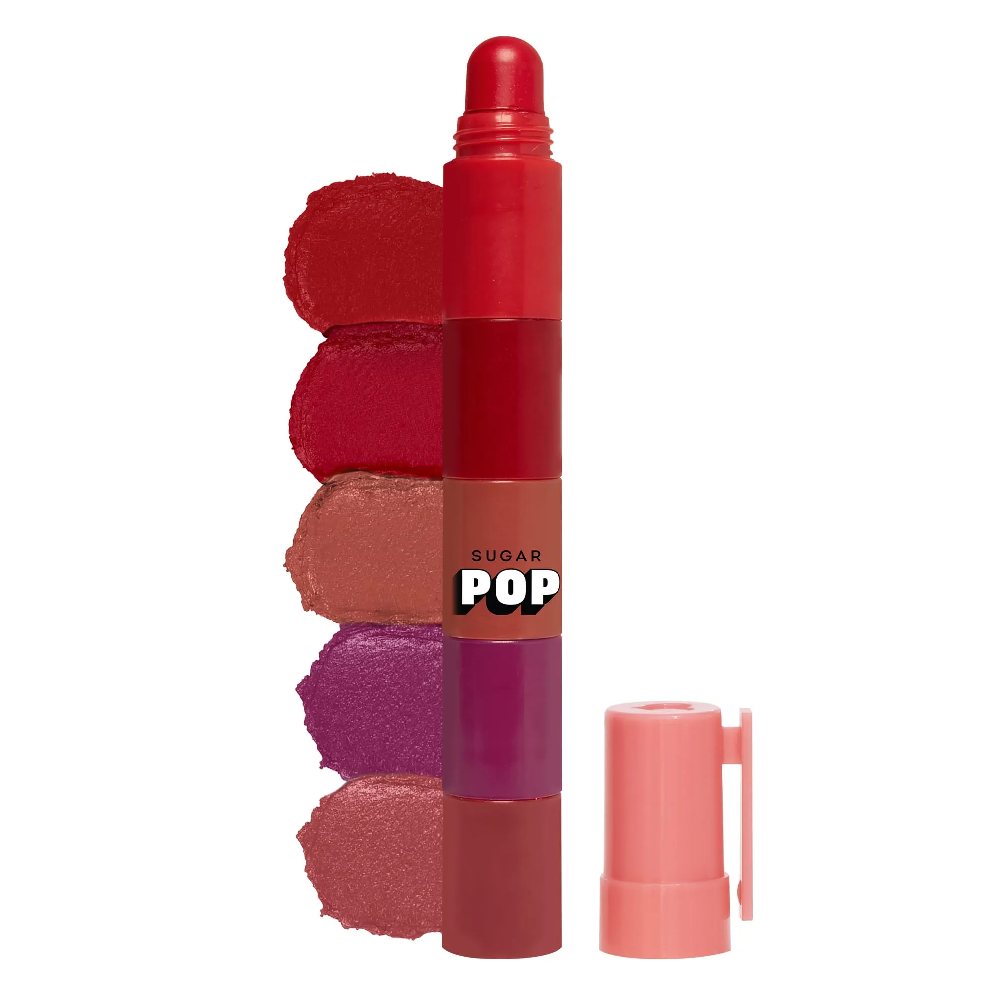 SUGAR POP 5 in 1 Lip Twist - 01 Perfect Pout | Multi-use Stackable Lipsticks for Women | Satin Matte Hydrating Formula | 8g