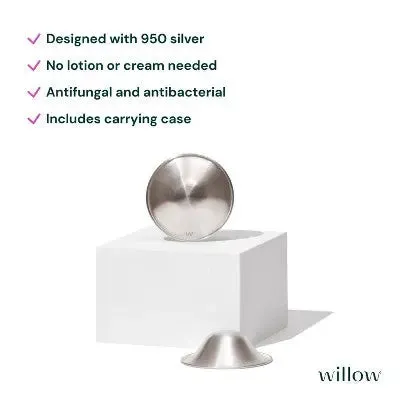 WILLOW Silver Nursing Nipple Shield Cups - 2pk